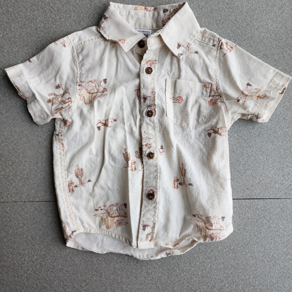 Lot of 2 toddler short sleeve button down shirts, 12-18m - Picture 2 of 5